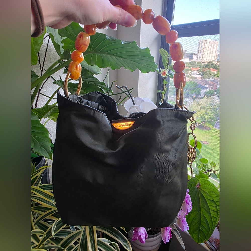 Dior Maris; Vintage;Green and Orange Beaded Bag